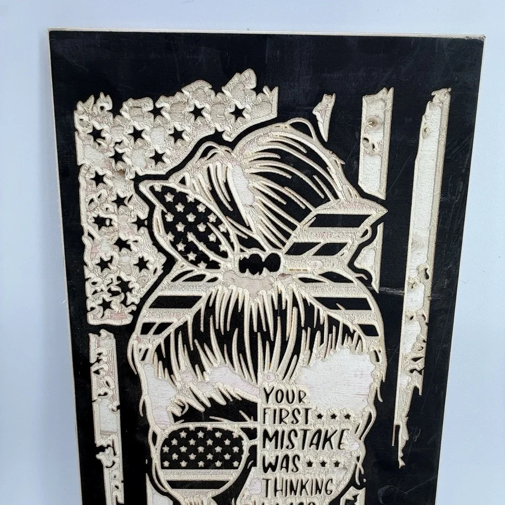 Rustic Wooden American Flag Wall Art – Handmade Burnt Wood Patriotic‎ Decor